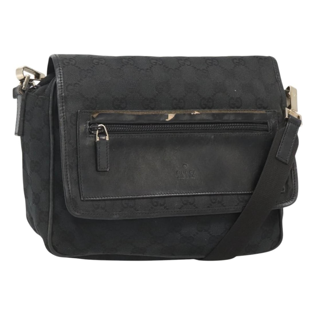 GUCCI GG Canvas Shoulder Bag Black Gold 019 0375 Authentic Italy (1 of 18)