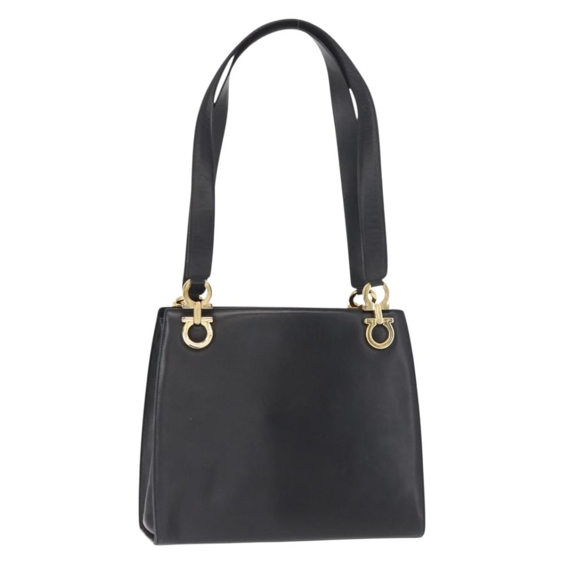 Salvatore Ferragamo Gancini Black Gold Leather Shoulder Bag Auth BC214189: Salvatore Ferragamo Gancini Black Gold Leather Shoulder Bag Auth BC214189 This elegant Salvatore Ferragamo Gancini Shoulder Bag is crafted from high-quality leather in a striking black and gold color