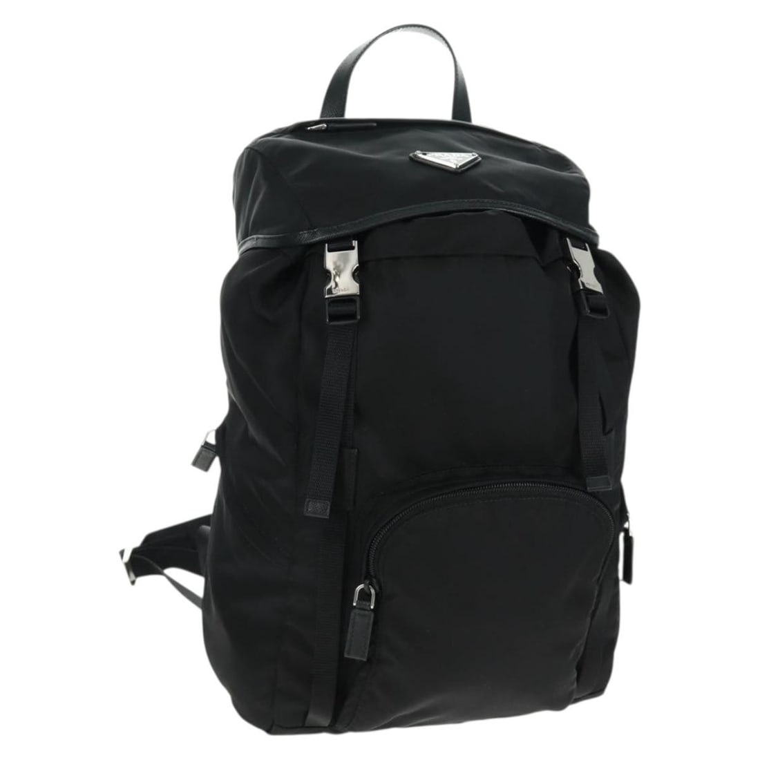 Black Nylon Prada Backpack with Silver Accents and Dust Bag (1 of 18)