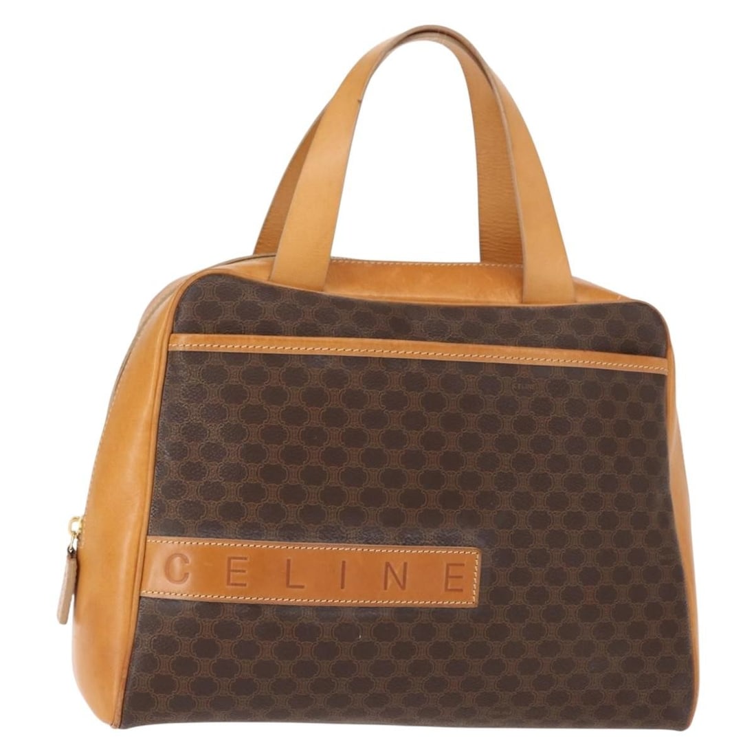 CELINE Macadam Canvas Hand Bag PVC Brown Gold Auth 147897 (1 of 18)