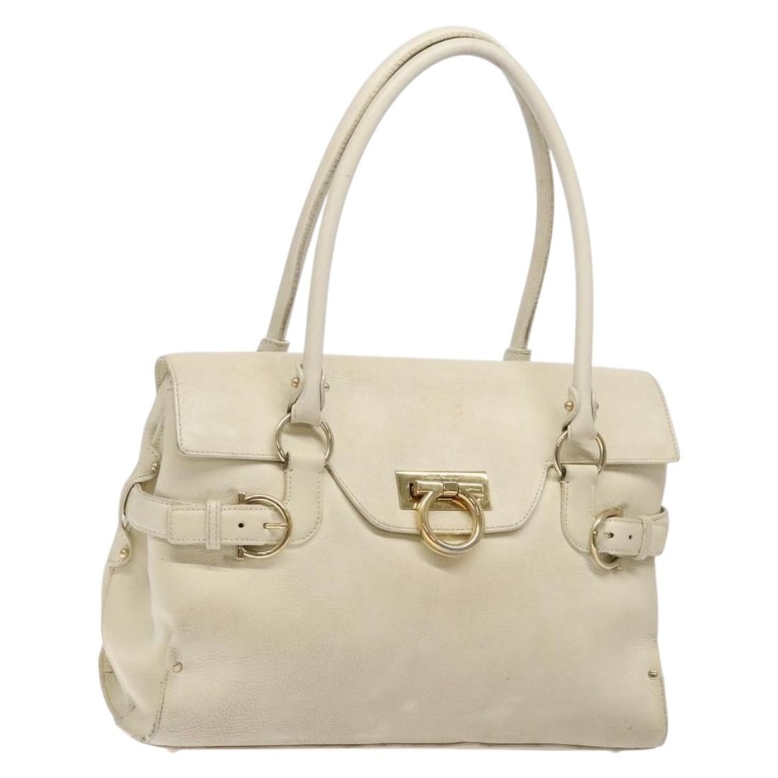 Salvatore Ferragamo Gancini White Gold Leather Hand Bag Auth Italy: Salvatore Ferragamo Gancini White Gold Leather Hand Bag Auth Italy This Salvatore Ferragamo Gancini Hand Bag is a stunning accessory crafted from premium leather in an elegant white and gold color com