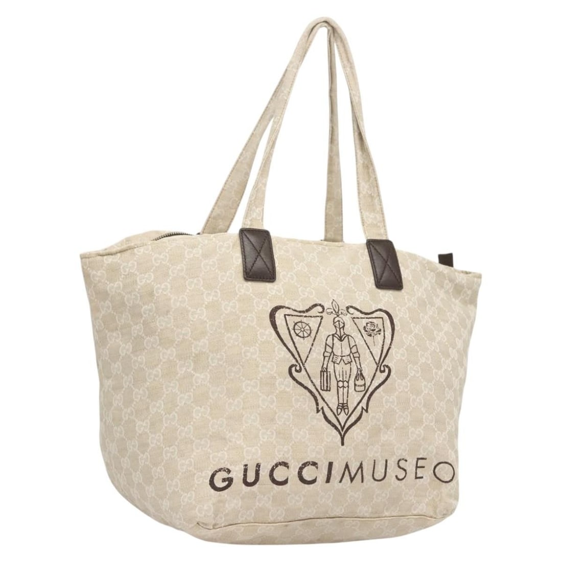 GUCCI GG Canvas Tote Bag Beige Silver 283416 Authentic PVC Leather (1 of 18)