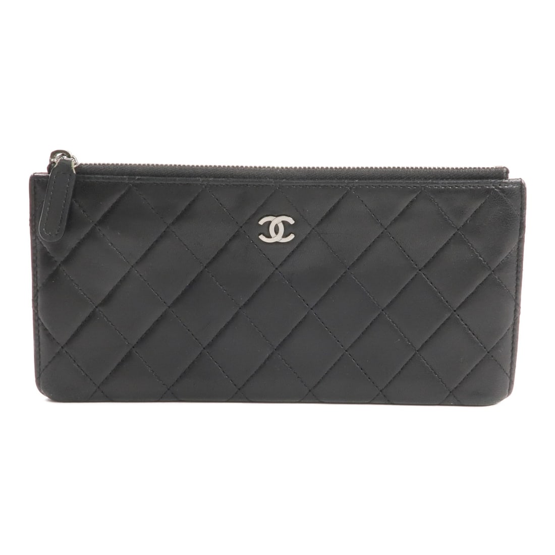 Black Lambskin Long Wallet Chanel CC Silver Hardware (1 of 18)