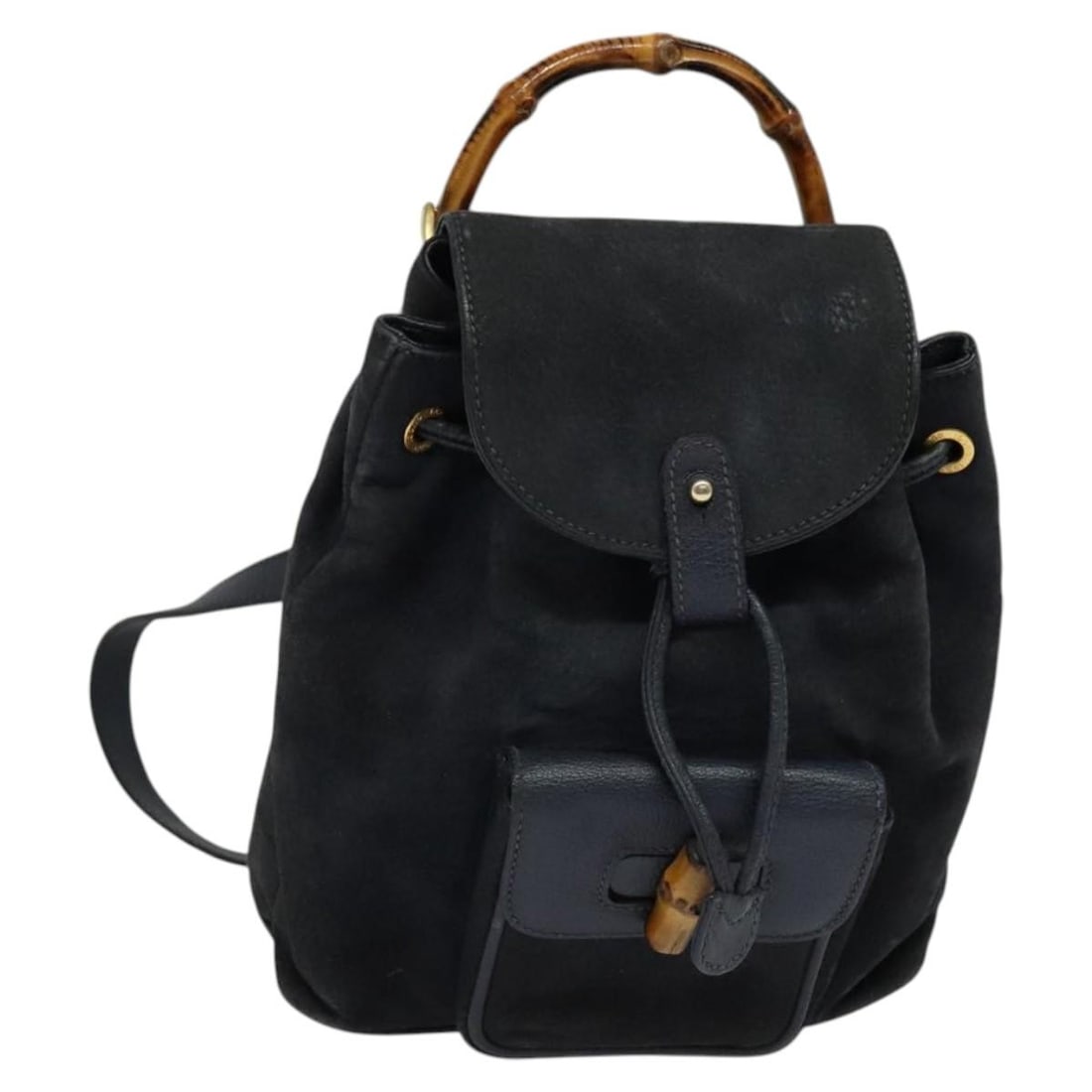GUCCI Bamboo Suede Leather Backpack Navy Gold 003 1956 0030 Auth (1 of 18)