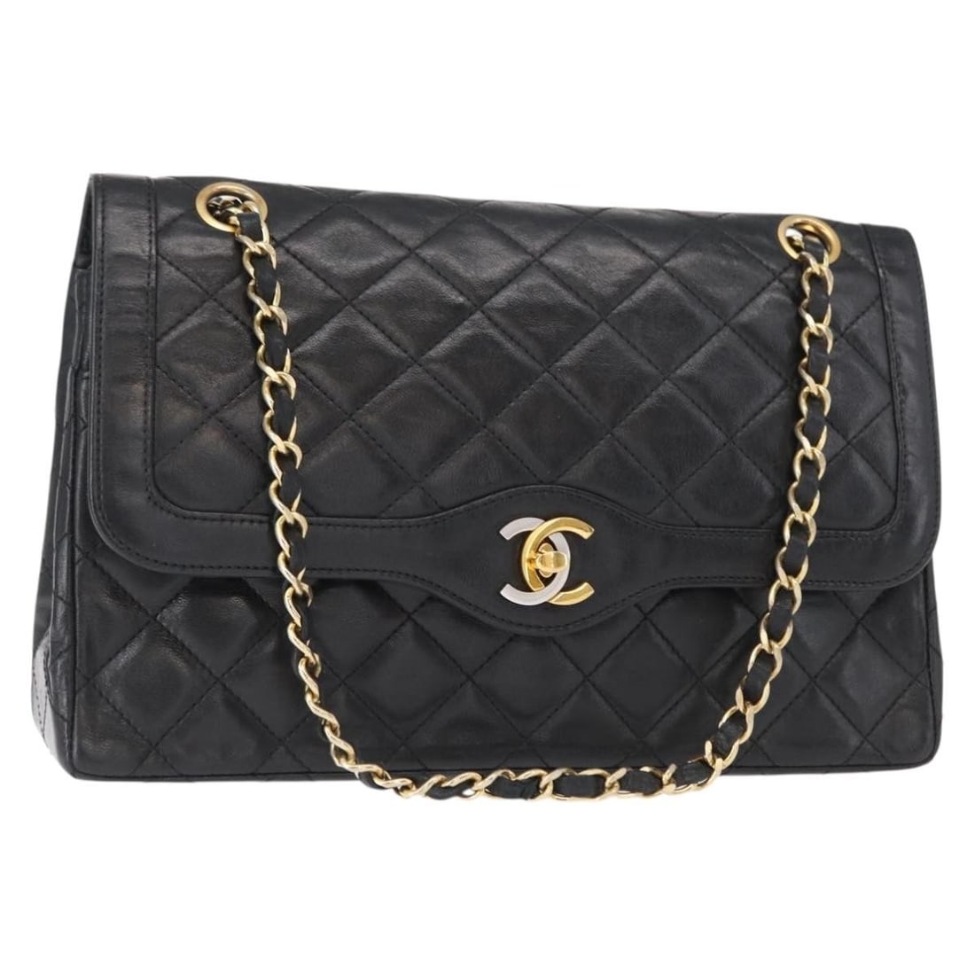 CHANEL Matelasse 25 Double Flap Black Lamb Skin Shoulder Bag (1 of 18)