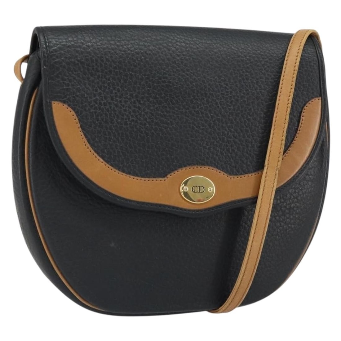 Black Leather Christian Dior Shoulder Bag with Gold Accents France: Black Leather Christian Dior Shoulder Bag with Gold Accents France This Christian Dior shoulder bag features black and gold leather with a classic design. Made in France, the bag has a structured shap