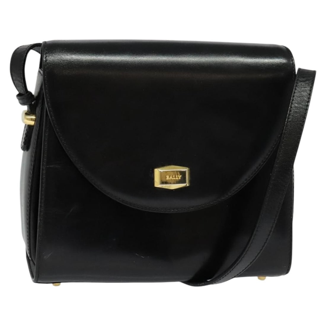 BALLY Leather Shoulder Bag Black Gold Made in Italy (1 of 18)