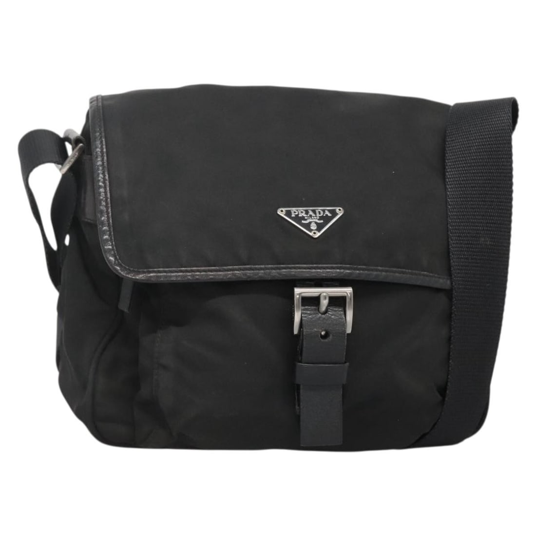 PRADA Black Silver Nylon Shoulder Bag Made in Italy (1 of 18)