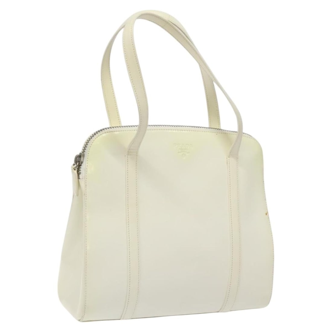 PRADA White Patent Leather Hand Bag with Guarantee Card (1 of 18)