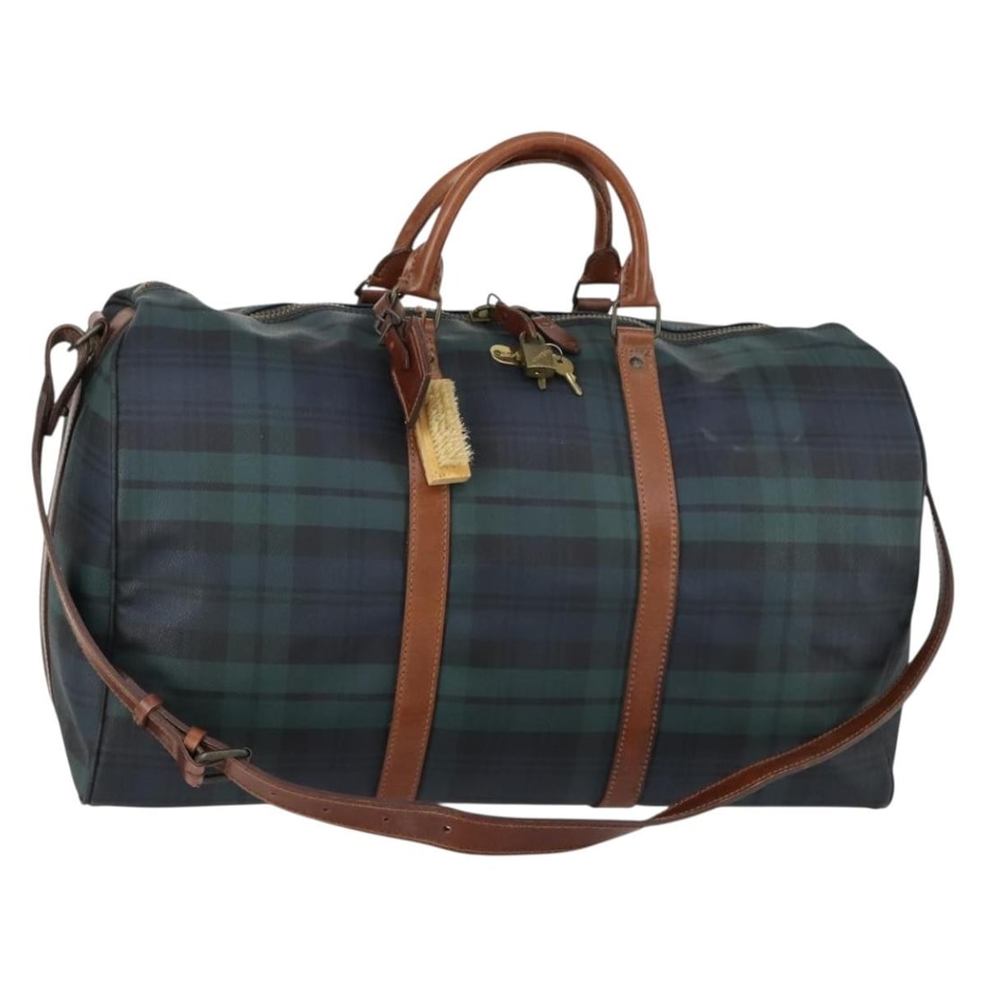 Poro Ralph Lauren Green Leather Boston Bag with Shoulder Strap (1 of 18)