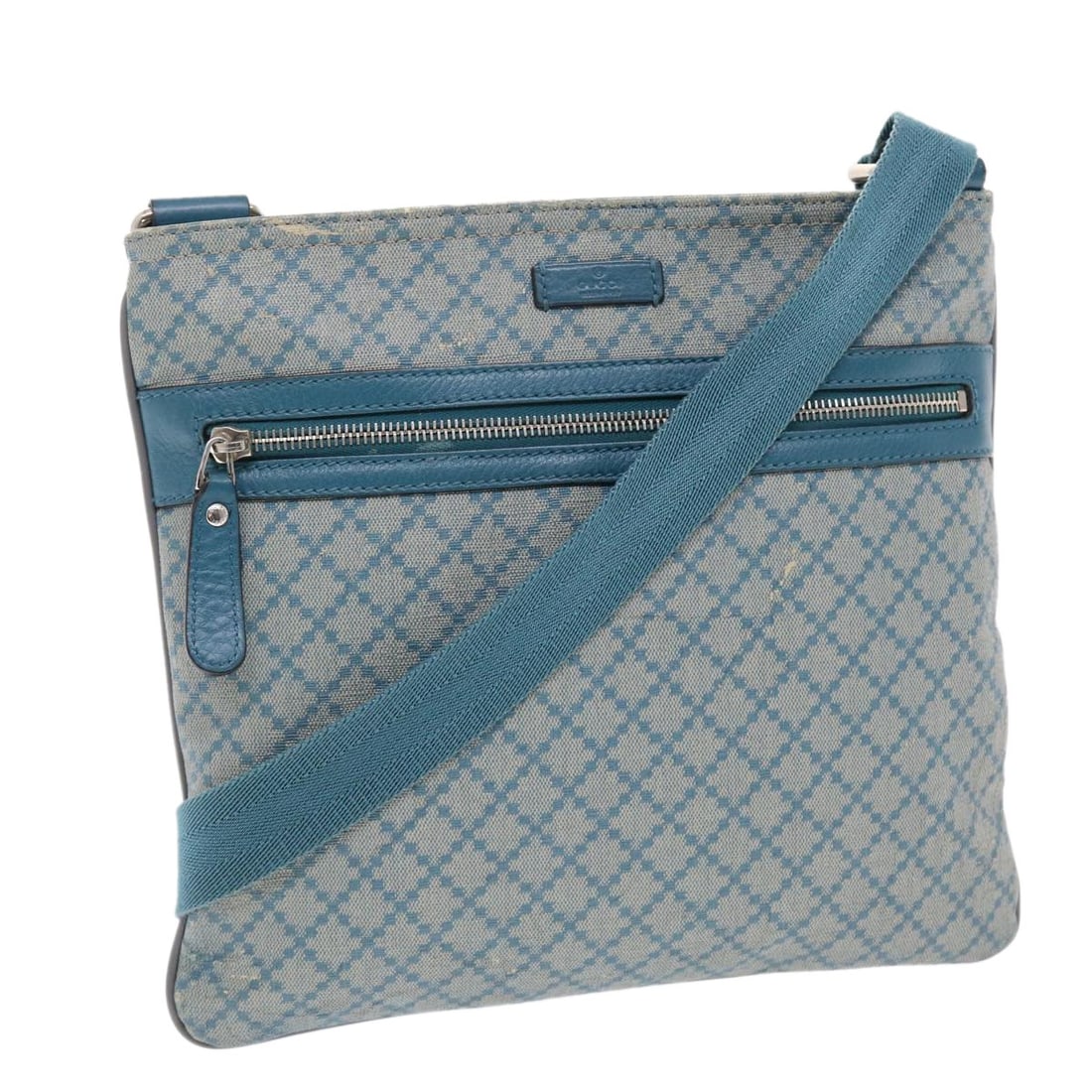 GUCCI Diamante Shoulder Bag PVC Leather Light Blue 295257 Made in Italy (1 of 18)