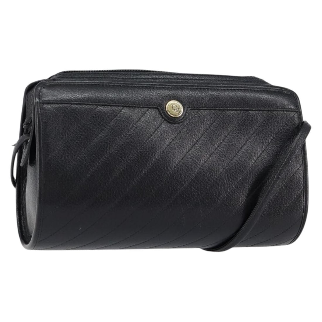 Christian Dior Black Leather Shoulder Bag Gold Accents SW1767 (1 of 18)