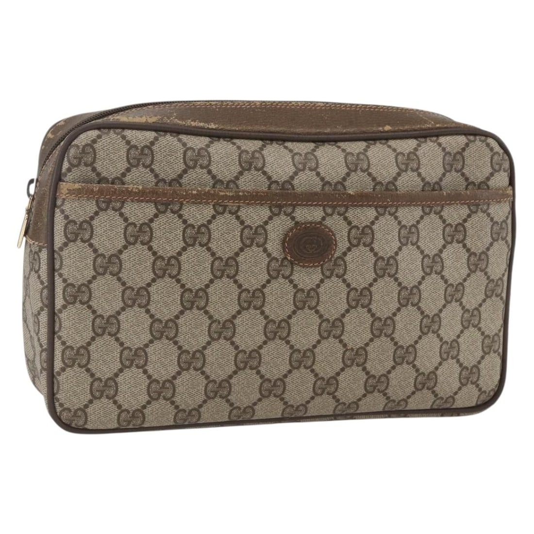 Beige Gold PVC GG Supreme Clutch by Gucci with 89 01 044 Code: Beige Gold PVC GG Supreme Clutch by Gucci with 89 01 044 Code This GUCCI GG Supreme clutch bag features a beige and gold color scheme with PVC leather and GG canvas exterior. Made in Italy, it is desi
