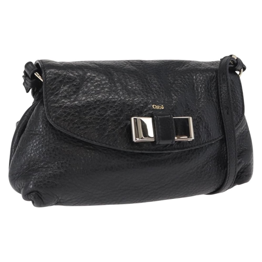 Chloe Lily Black Leather Shoulder Bag Gold Accent Made in Romania: Chloe Lily Black Leather Shoulder Bag Gold Accent Made in Romania This Chloe Lily shoulder bag features a black and gold leather exterior. The bag is designed with a structured silhouette and includes