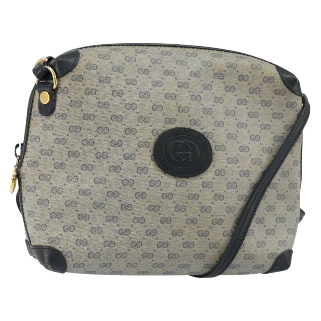 GUCCI Micro GG Canvas Shoulder Bag PVC Leather Navy Gold 007 115 0093 Auth (1 of 18)