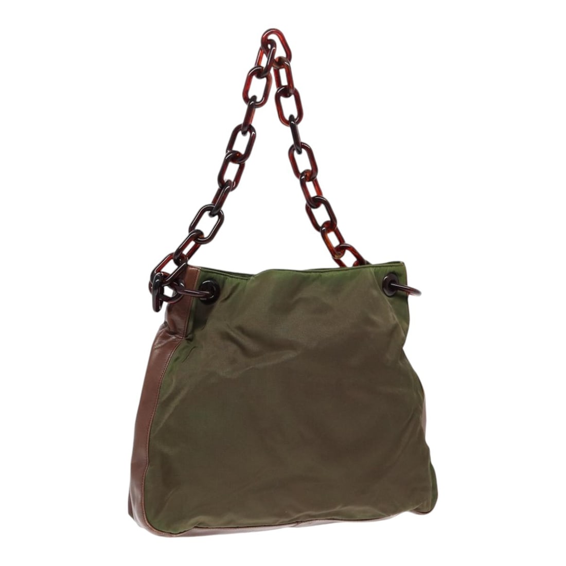 PRADA Green Nylon Shoulder Bag Made in Italy Authenticated: PRADA Green Nylon Shoulder Bag Made in Italy Authenticated This authentic PRADA shoulder bag showcases a stylish design crafted from durable nylon in a vibrant green color. It features a spacious inte