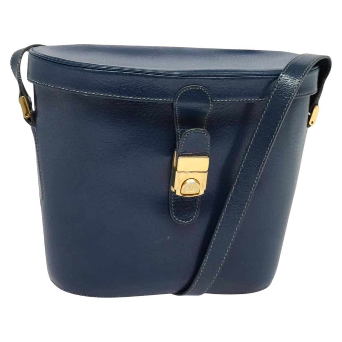 GUCCI Leather Shoulder Bag Blue Gold Made in Italy (1 of 18)