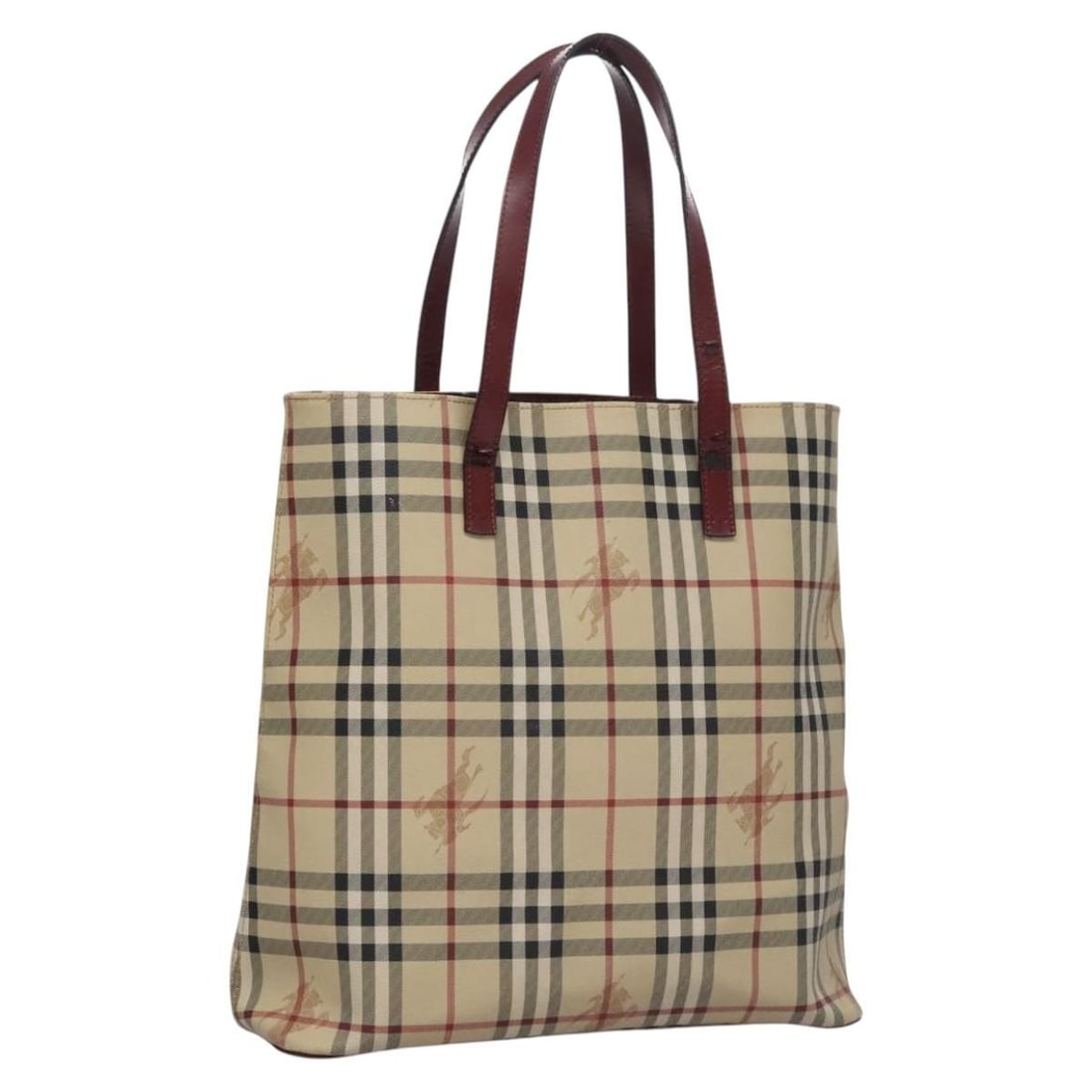 Burberry Nova Check Shoulder Bag PVC Beige Wine Red Made in Italy (1 of 18)