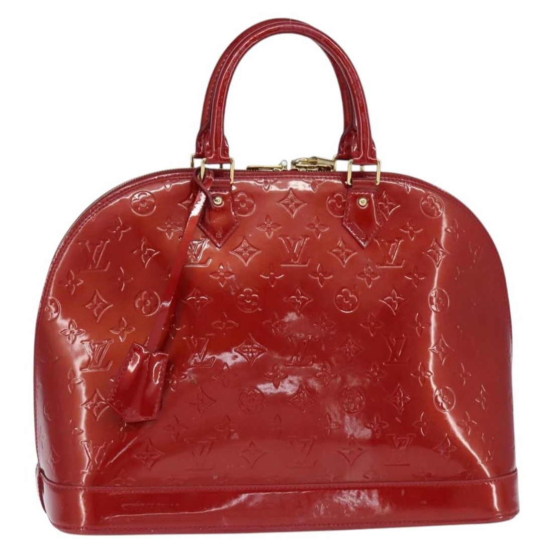 LOUIS VUITTON Monogram Vernis Alma GM Hand Bag Pomme D'amour M93596 Auth (1 of 18)