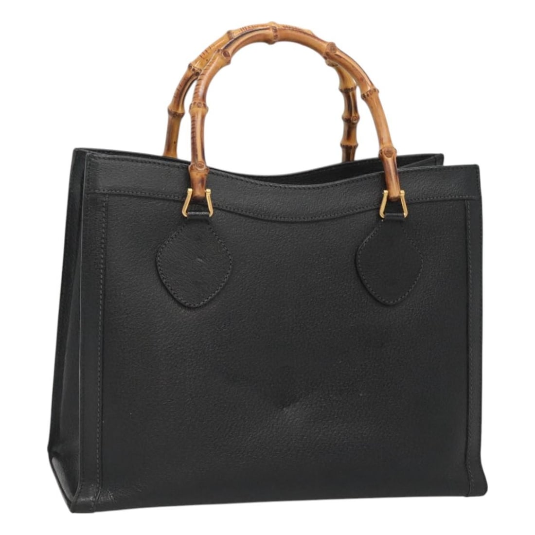 GUCCI Bamboo Hand Bag Leather Black Gold 002 2853 0260 0 Auth (1 of 18)