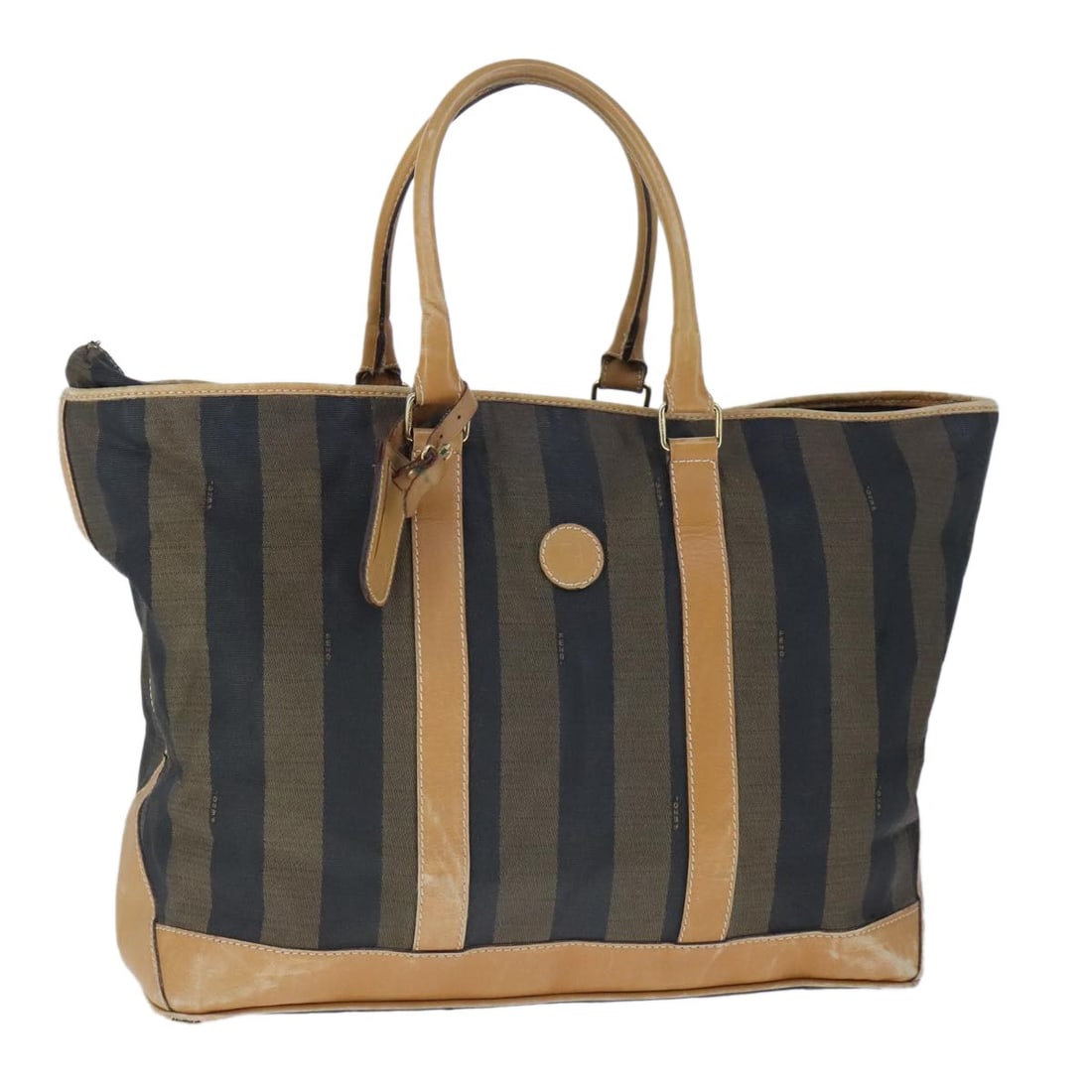 FENDI Khaki Brown Coated Canvas Boston Bag Made in Italy: FENDI Khaki Brown Coated Canvas Boston Bag Made in Italy This Fendi Boston Bag is a stylish and practical accessory, made from durable coated canvas in a sophisticated khaki and brown color scheme. Me