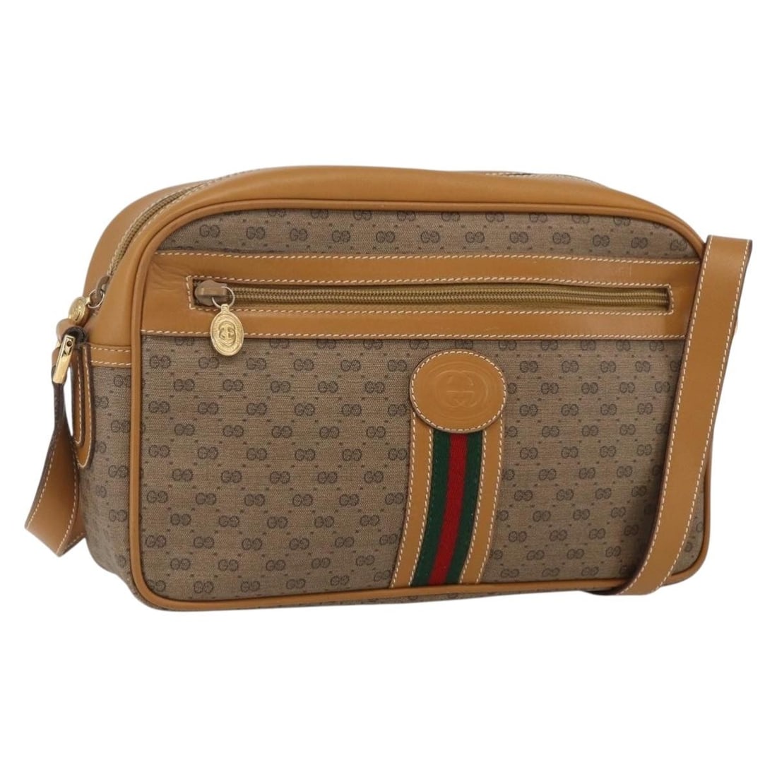 Beige PVC Micro GG Supreme Shoulder Bag by Gucci Model 001 113 0942: Beige PVC Micro GG Supreme Shoulder Bag by Gucci Model 001 113 0942 This GUCCI Micro GG Supreme Web Sherry Line shoulder bag features beige and gold-toned PVC leather with signature micro GG canvas. T