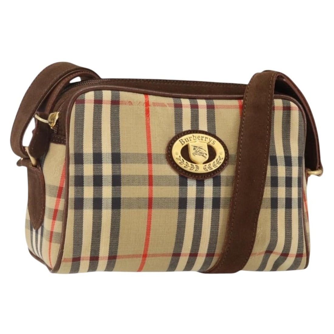 Burberrys Nova Check Beige Gold Canvas Shoulder Bag Made in Italy: Burberrys Nova Check Beige Gold Canvas Shoulder Bag Made in Italy Discover the elegance of the Burberrys Nova Check Shoulder Bag, a stylish accessory crafted from high-quality canvas in a sophisticate