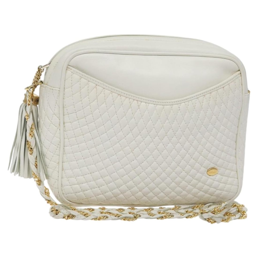 BALLY White Gold Leather Chain Shoulder Bag Made in Italy (1 of 18)