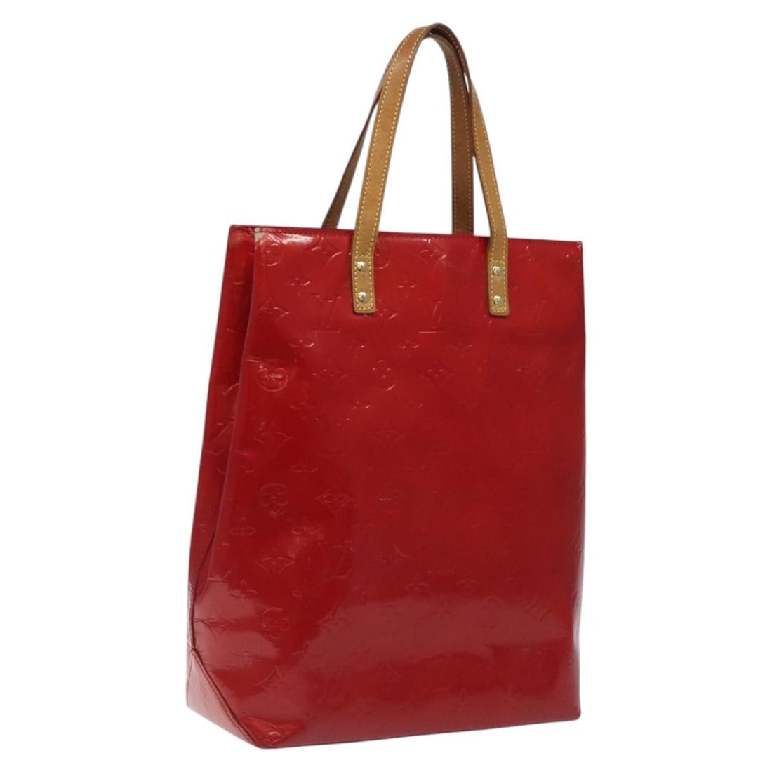 LOUIS VUITTON Monogram Vernis Reade MM Hand Bag Red Patent Leather M91086 (1 of 18)