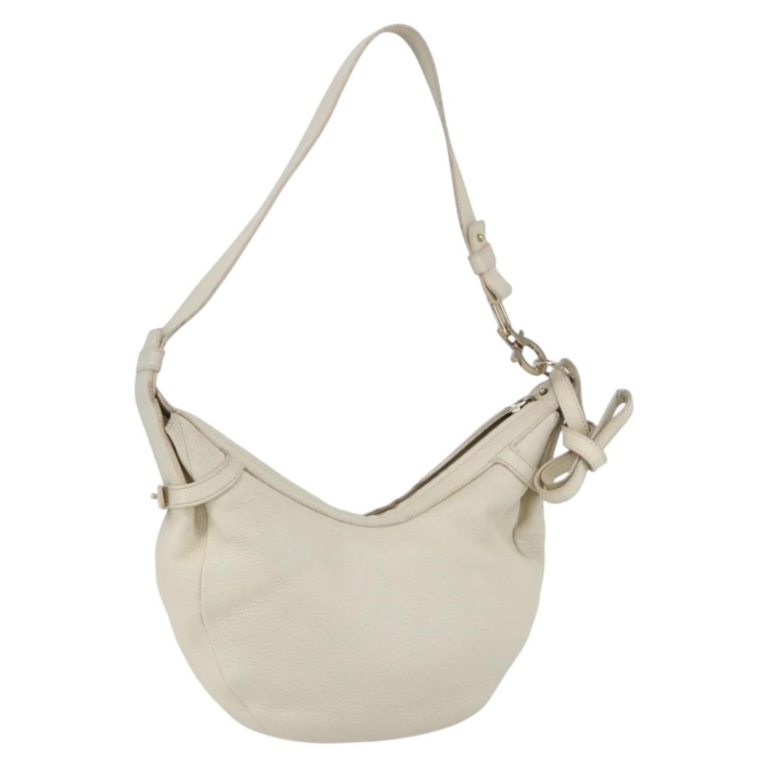 Salvatore Ferragamo Beige Gold Leather Shoulder Bag Auth Italy (1 of 18)