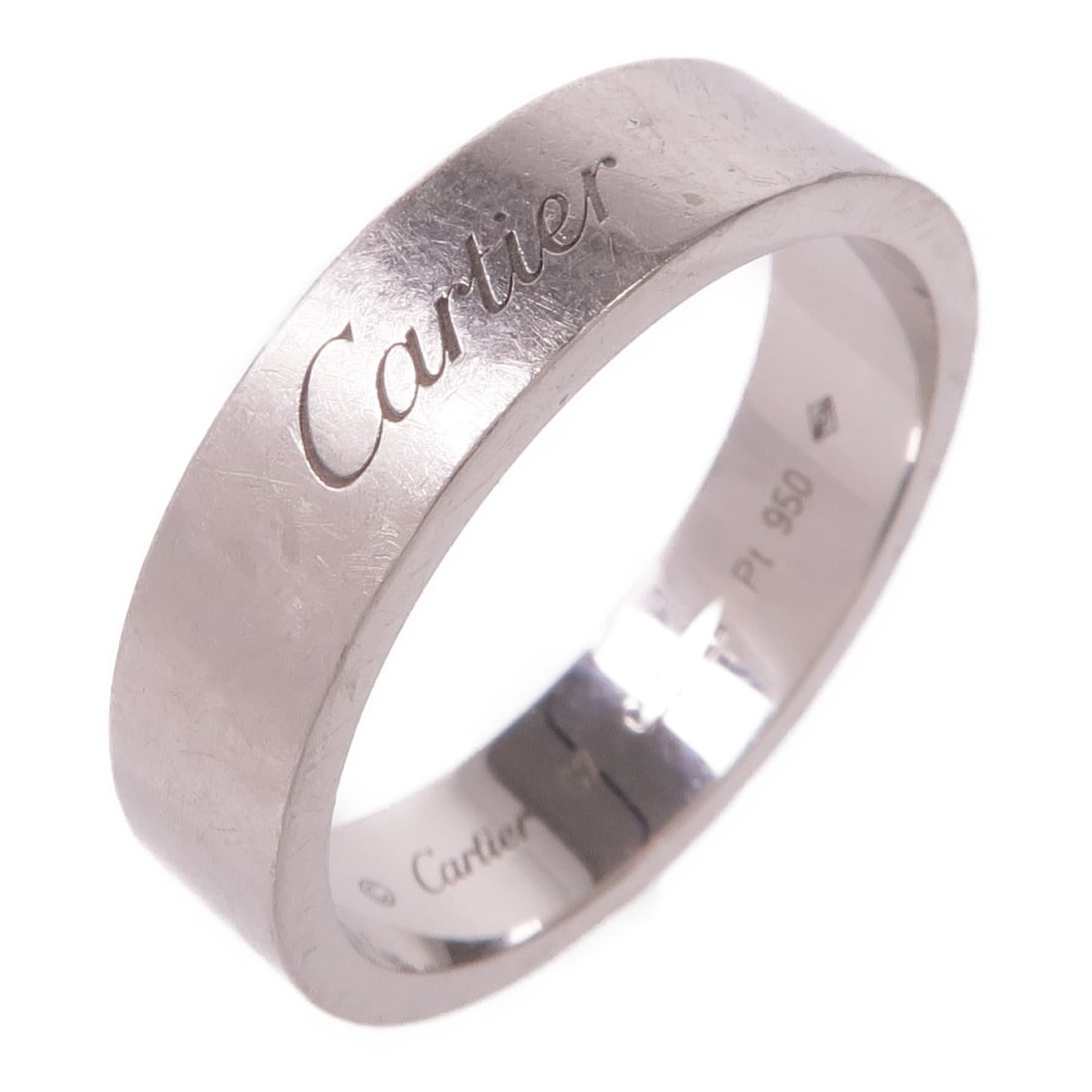C de Cartier Platinum PT950 Wedding Ring Size 57 US 8: C de Cartier Platinum PT950 Wedding Ring Size 57 US 8 This is a CARTIER C de Cartier wedding band crafted from PT950 platinum. The ring does not feature any stones and is presented in a silver tone. M