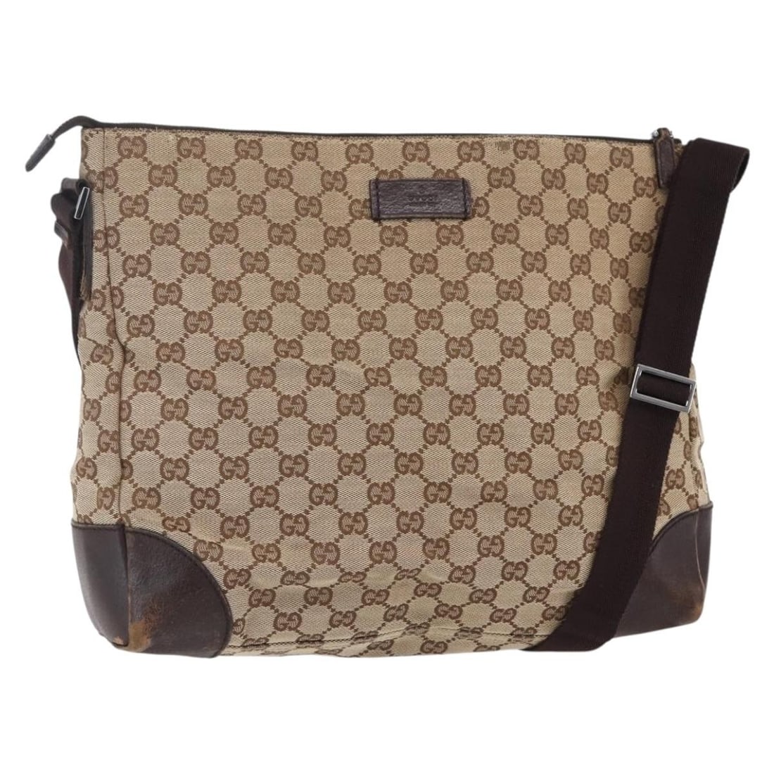 GUCCI GG Canvas Shoulder Bag Beige Silver 110054 Authentic Italy (1 of 18)