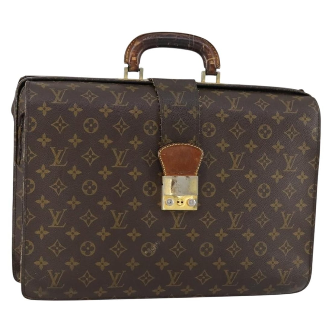 LOUIS VUITTON Monogram Serviette Fermoir Business Bag M53305 Auth (1 of 18)
