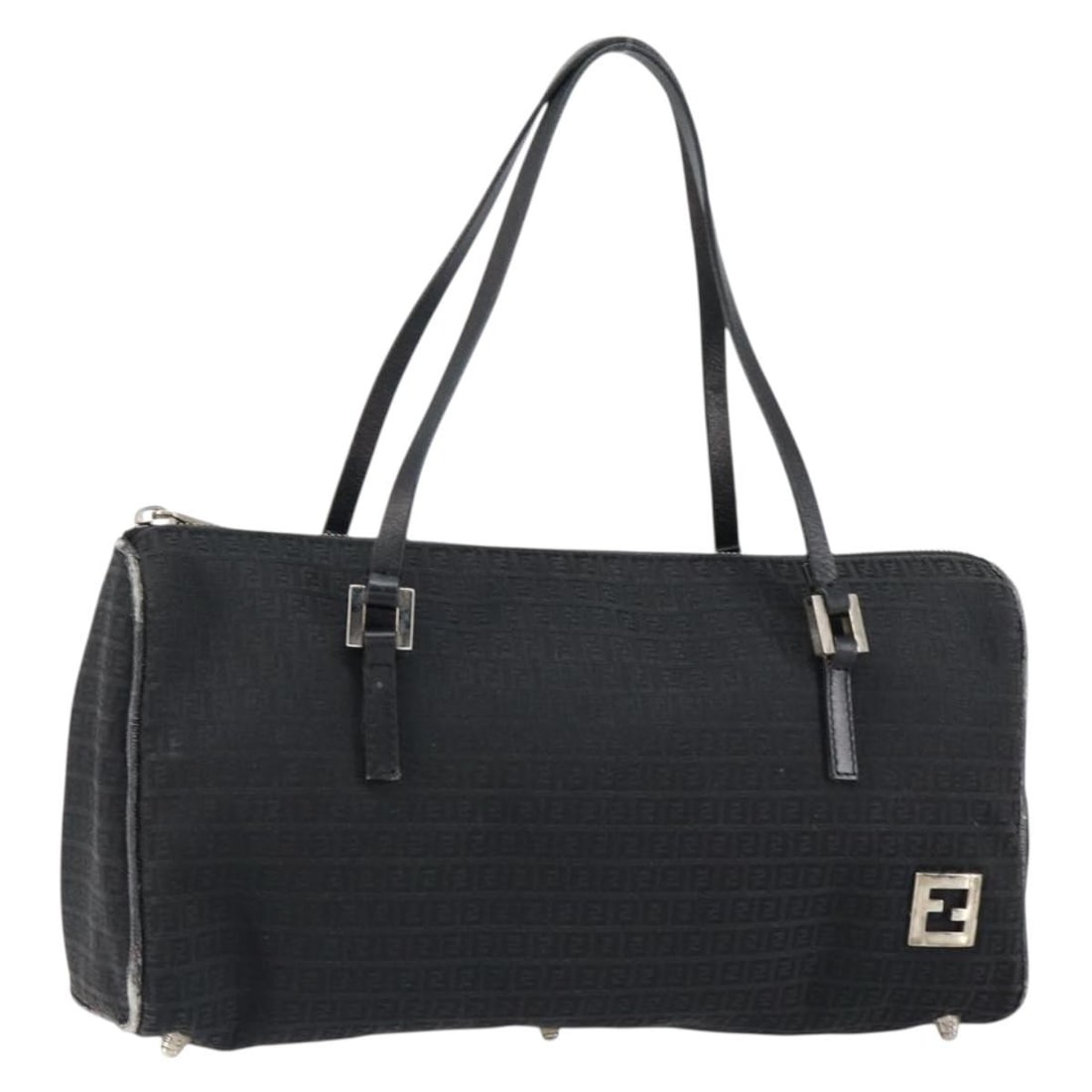 FENDI Black Zucchino Canvas Hand Bag Italy Auth gh1154 (1 of 18)