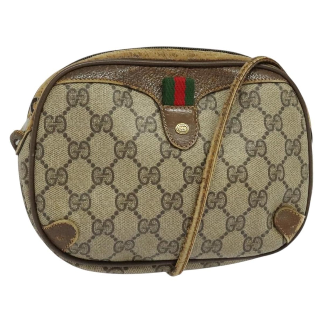 GUCCI GG Supreme Web Sherry Shoulder Bag PVC Beige 89 02 066 Italy Auth (1 of 18)