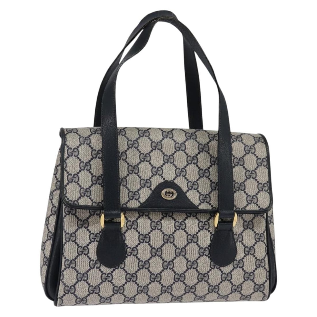 GUCCI GG Supreme Hand Bag PVC Navy Gold 116 02 080 Authentic Italy (1 of 18)