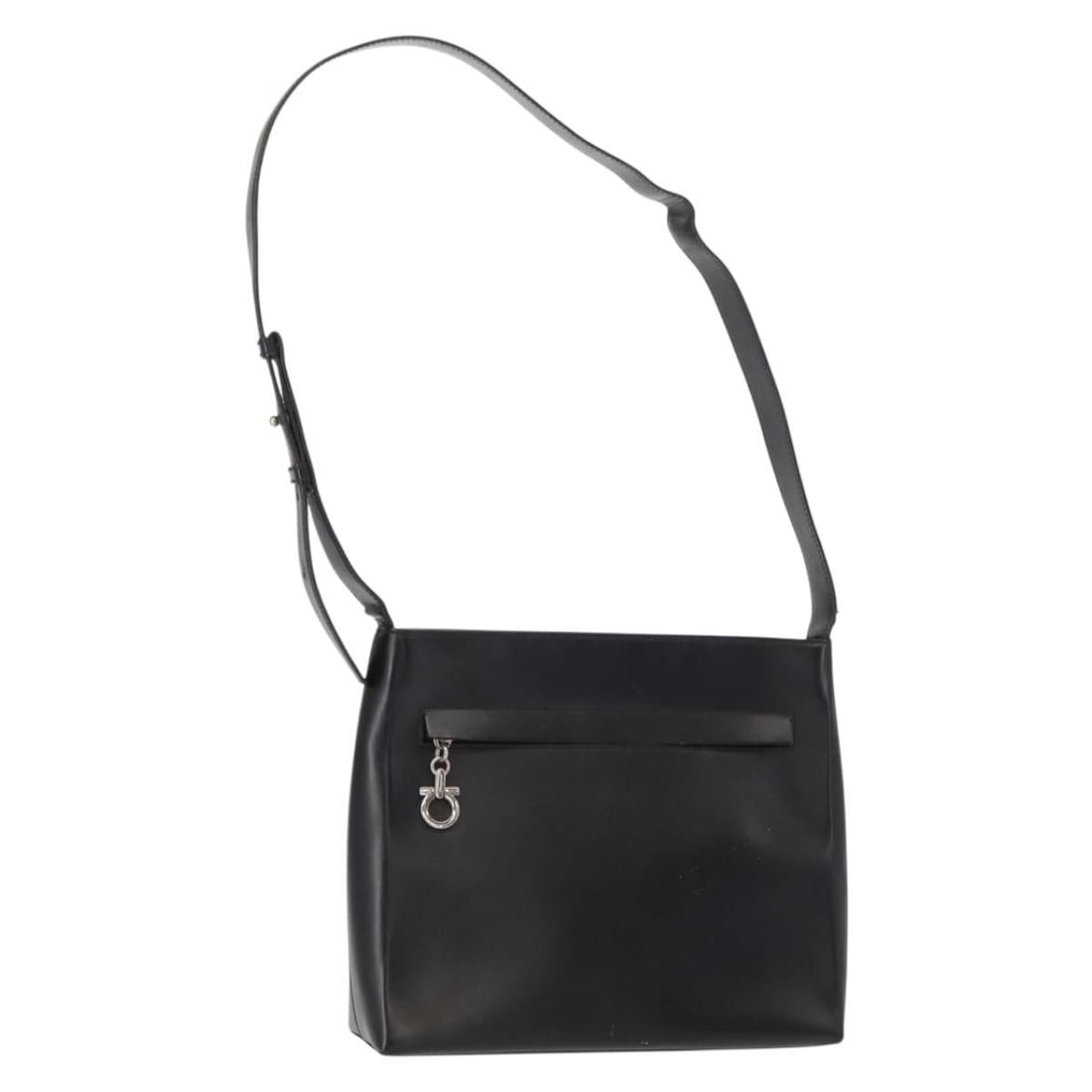 Salvatore Ferragamo Gancini Black Leather Shoulder Bag Auth BA8223 (1 of 18)