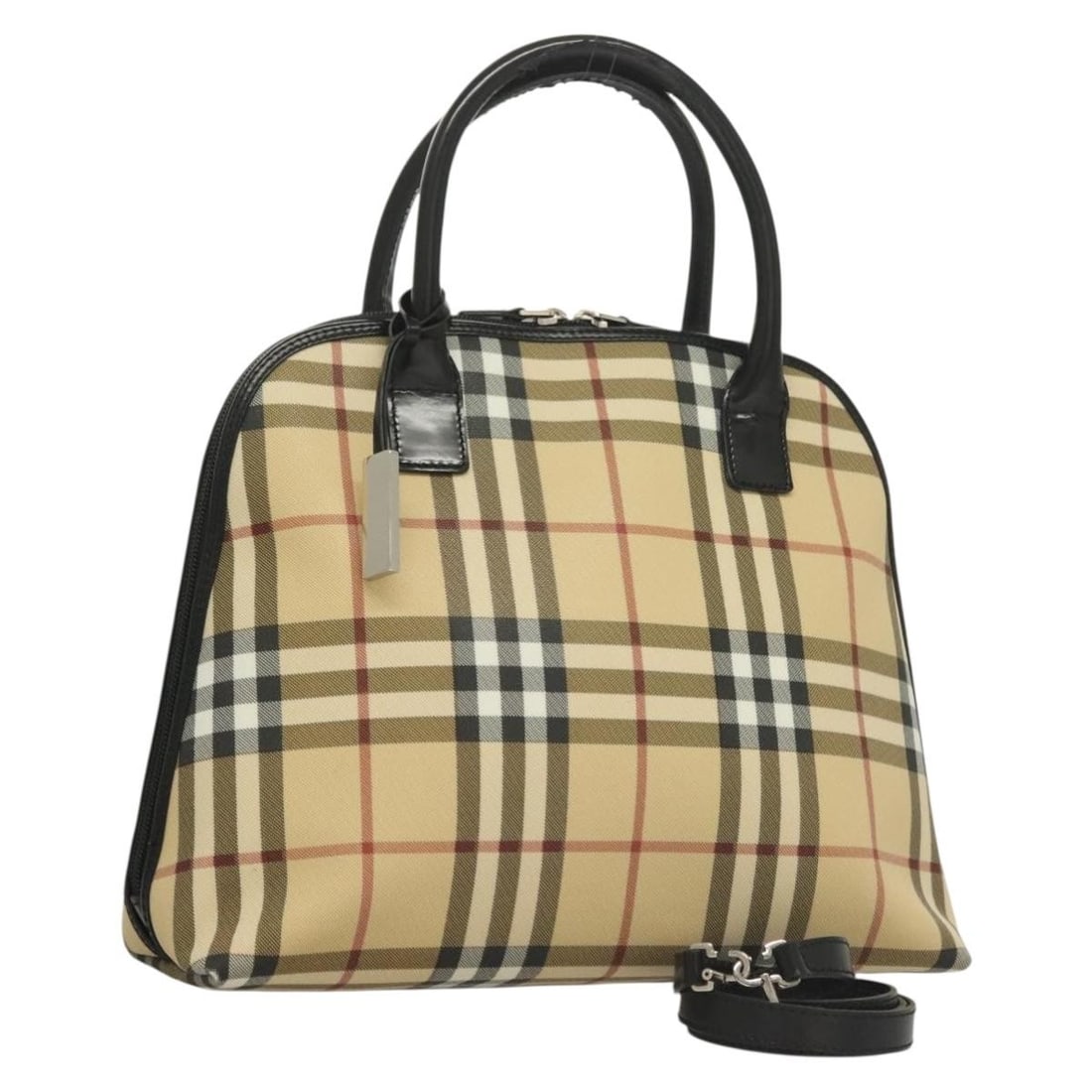Burberry Nova Check Beige Silver PVC Hand Bag 2way Auth (1 of 18)