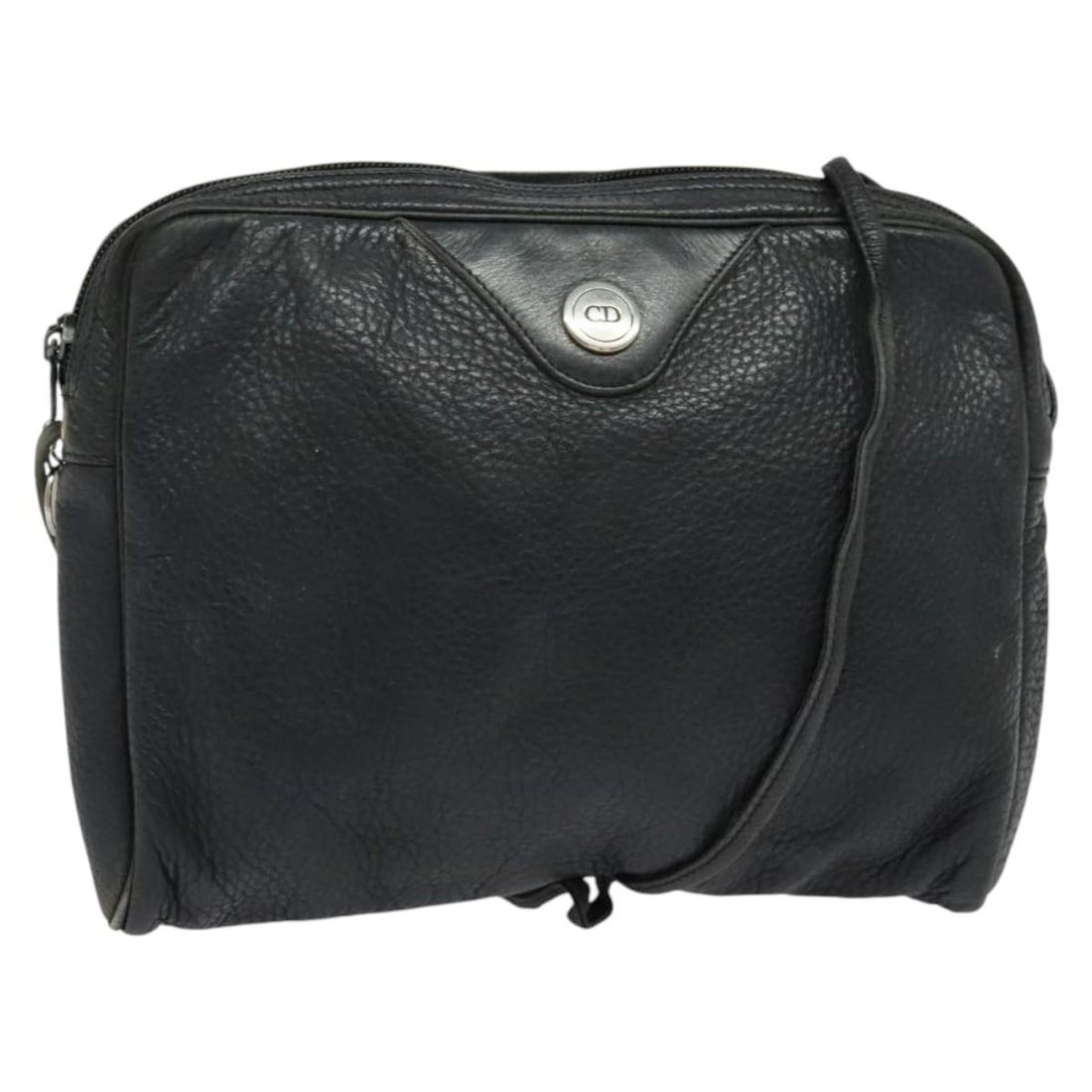 Christian Dior Black Leather Shoulder Bag Silver Accents Auth BA4744 (1 of 18)