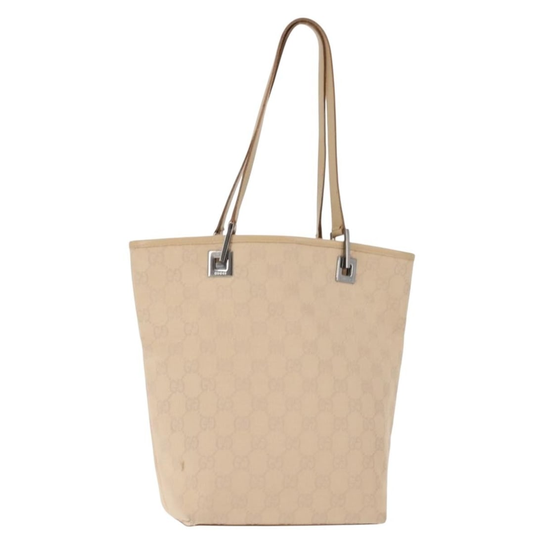 GUCCI GG Canvas Tote Bag Beige Silver 31244 Made in Italy: GUCCI GG Canvas Tote Bag Beige Silver 31244 Made in Italy This authentic GUCCI GG Canvas Tote Bag is a stylish accessory perfect for everyday use. Crafted in Italy, it features a sophisticated beige a