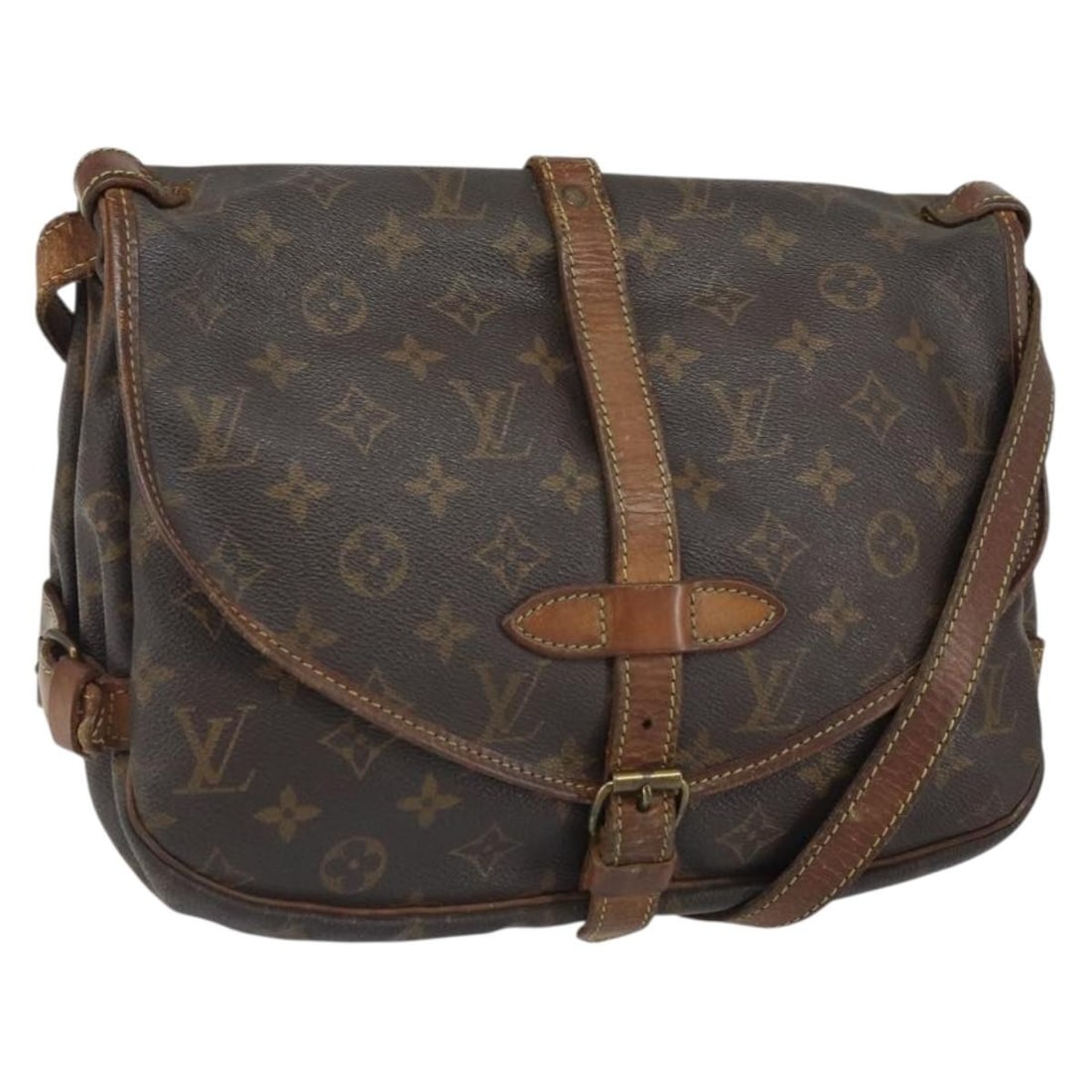 Saumur 30 Monogram Canvas Shoulder Bag by Louis Vuitton M42256: Saumur 30 Monogram Canvas Shoulder Bag by Louis Vuitton M42256 This Louis Vuitton Monogram Saumur 30 is a shoulder bag crafted from signature monogram canvas with leather trim. The bag features an adj