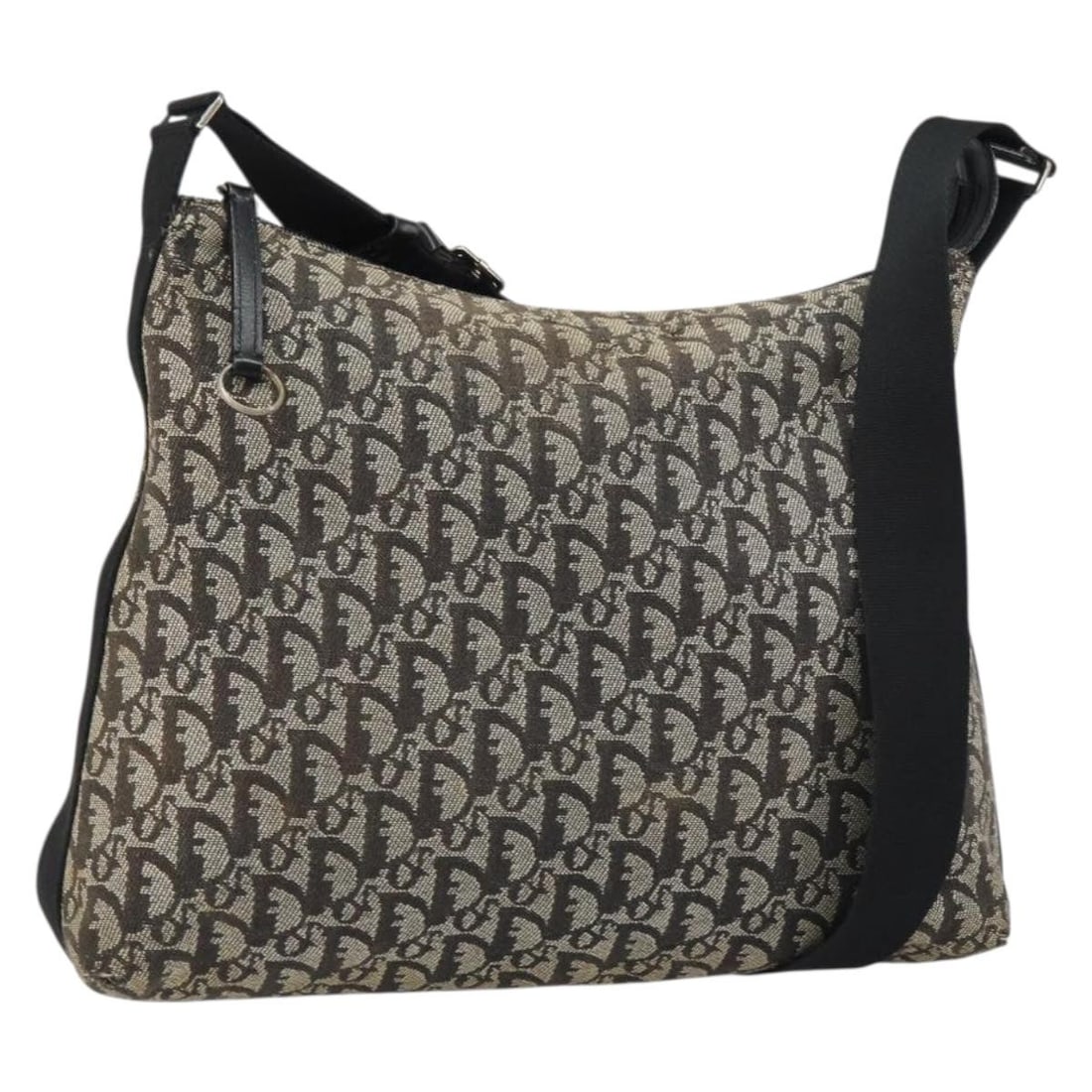 Navy Trotter Canvas Christian Dior Shoulder Bag With Silver Accents and Guarantee Card: Navy Trotter Canvas Christian Dior Shoulder Bag With Silver Accents and Guarantee Card This Christian Dior shoulder bag features the iconic Trotter canvas in a navy and silver color scheme. Crafted in