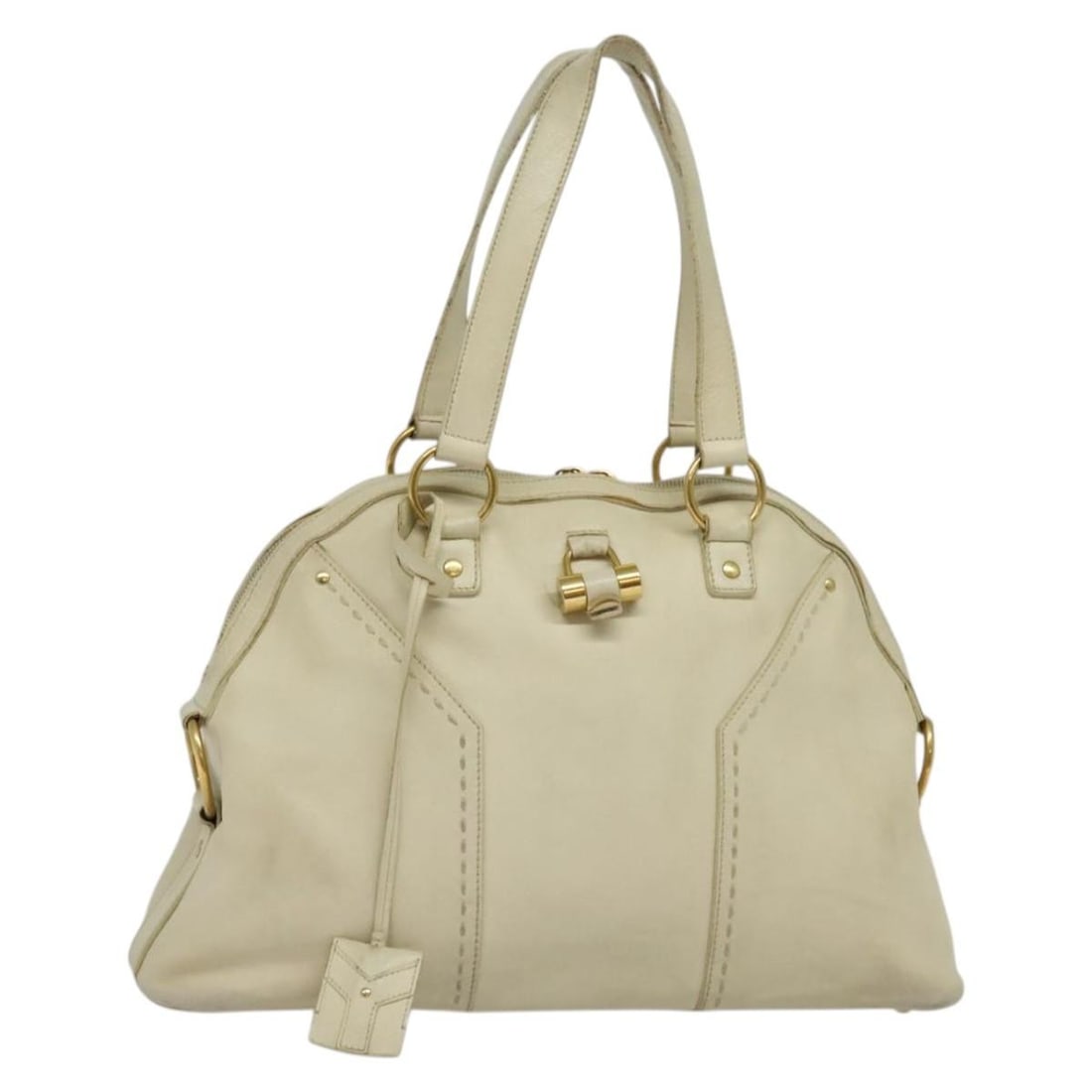 SAINT LAURENT Beige Gold Leather Tote Bag Made in Italy (1 of 18)