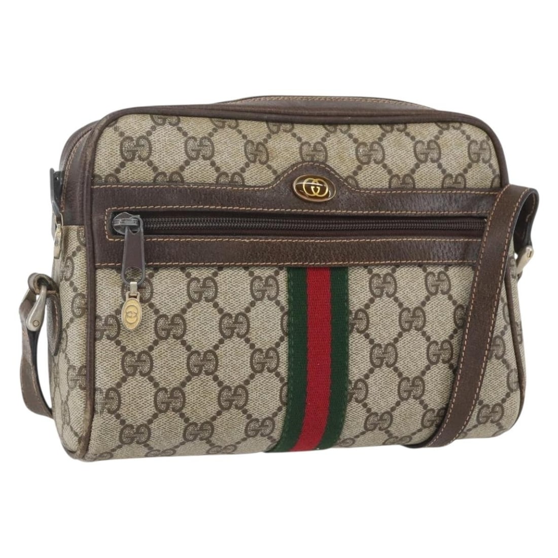 Gucci GG Supreme Sherry Line Beige PVC Leather Shoulder Bag 010 378 Italy: Gucci GG Supreme Sherry Line Beige PVC Leather Shoulder Bag 010 378 Italy This is a Gucci GG Supreme Web Sherry Line shoulder bag crafted from beige PVC leather and GG canvas. The bag features the cla