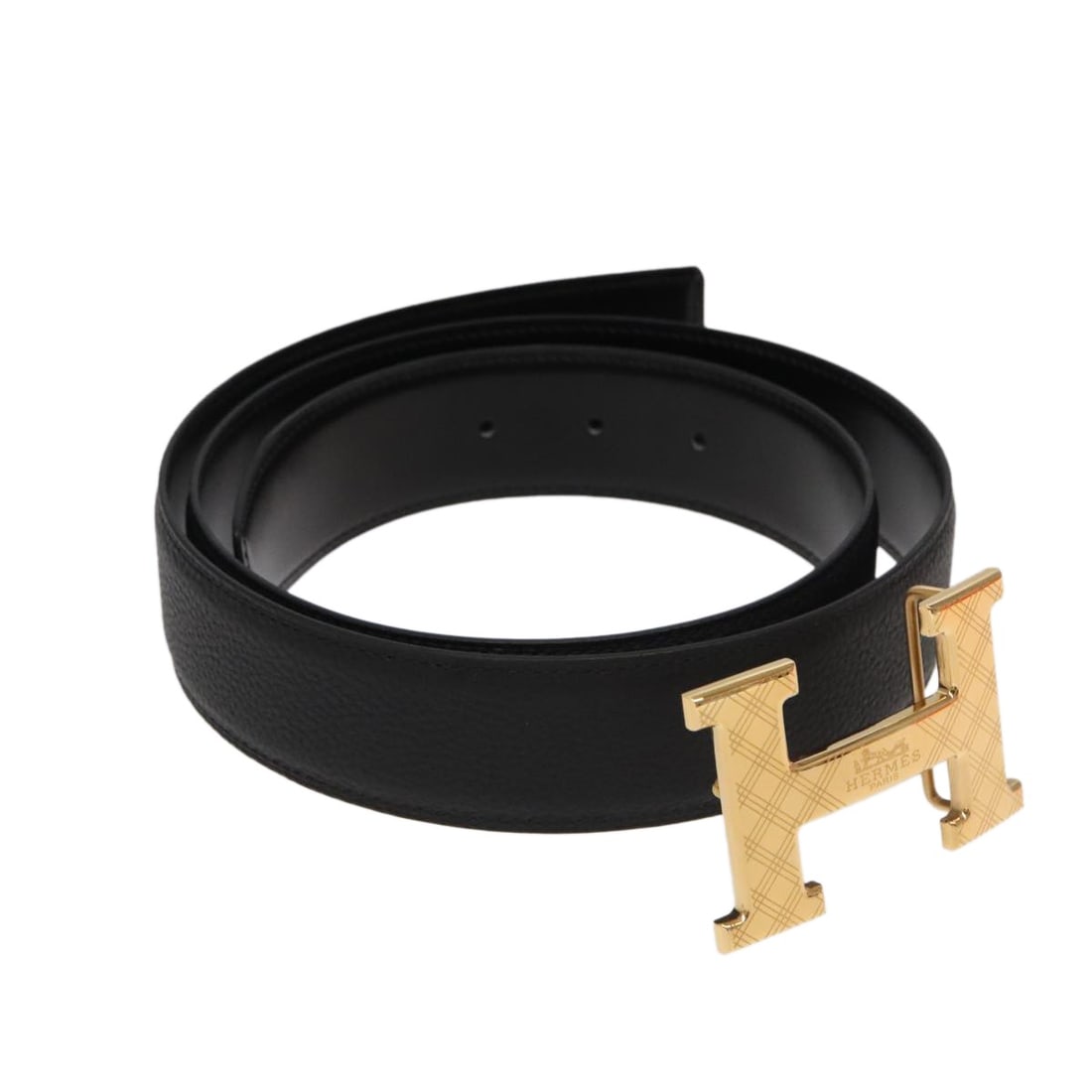 HERMES Constance Leather Belt 42.9in Black Gold Authentic (1 of 14)