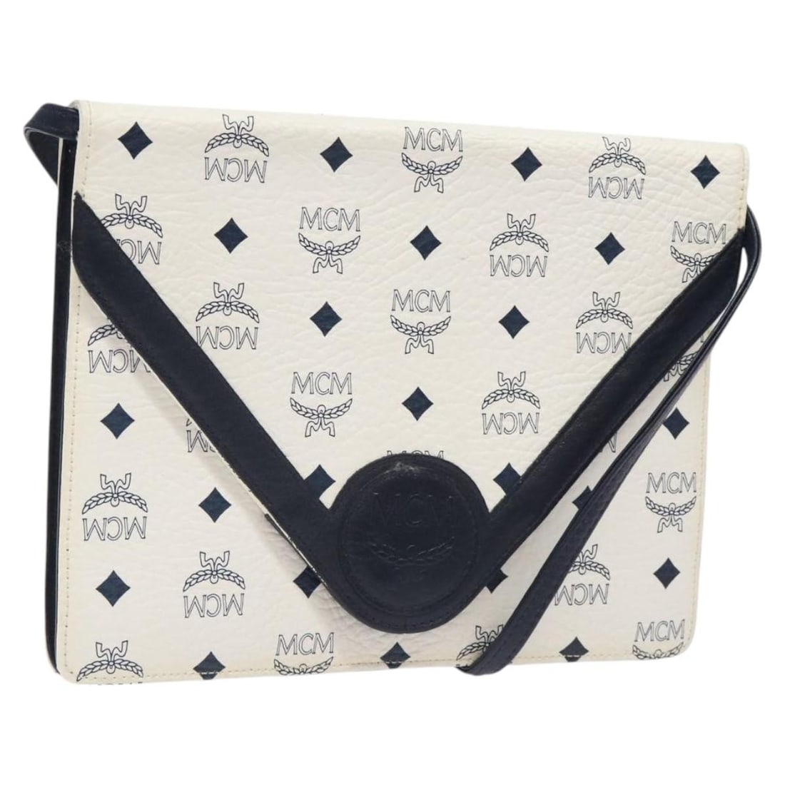 MCM Logogram Vicetos Shoulder Bag White Gold PVC Leather Made in Germany (1 of 18)