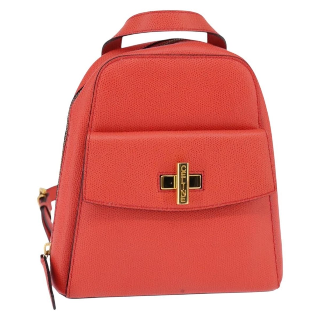 CELINE Leather Backpack Orange Gold Made in Italy BA5897: CELINE Leather Backpack Orange Gold Made in Italy BA5897 This Celine backpack is a stylish accessory crafted in Italy, featuring a vibrant orange and gold leather exterior. Designed for functionality,