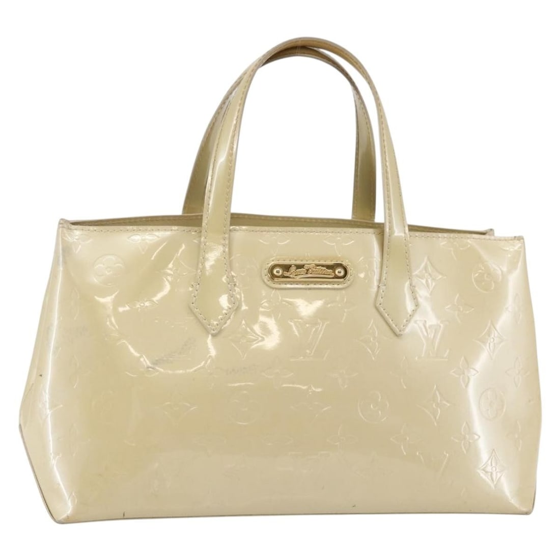 LOUIS VUITTON Monogram Vernis Wilshire PM Hand Bag Broncorail Patent Leather M91452: LOUIS VUITTON Monogram Vernis Wilshire PM Hand Bag Broncorail Patent Leather M91452 This elegant LOUIS VUITTON Monogram Vernis Wilshire PM Hand Bag is a stunning addition to any collection. Crafted in