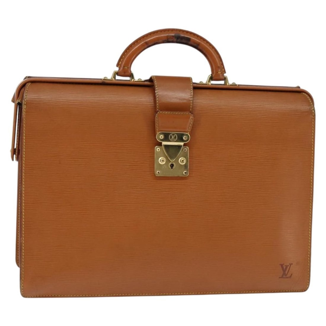 LOUIS VUITTON Epi Leather Serviette Fermoir Bag Zipangu Gold M54358 Auth (1 of 18)