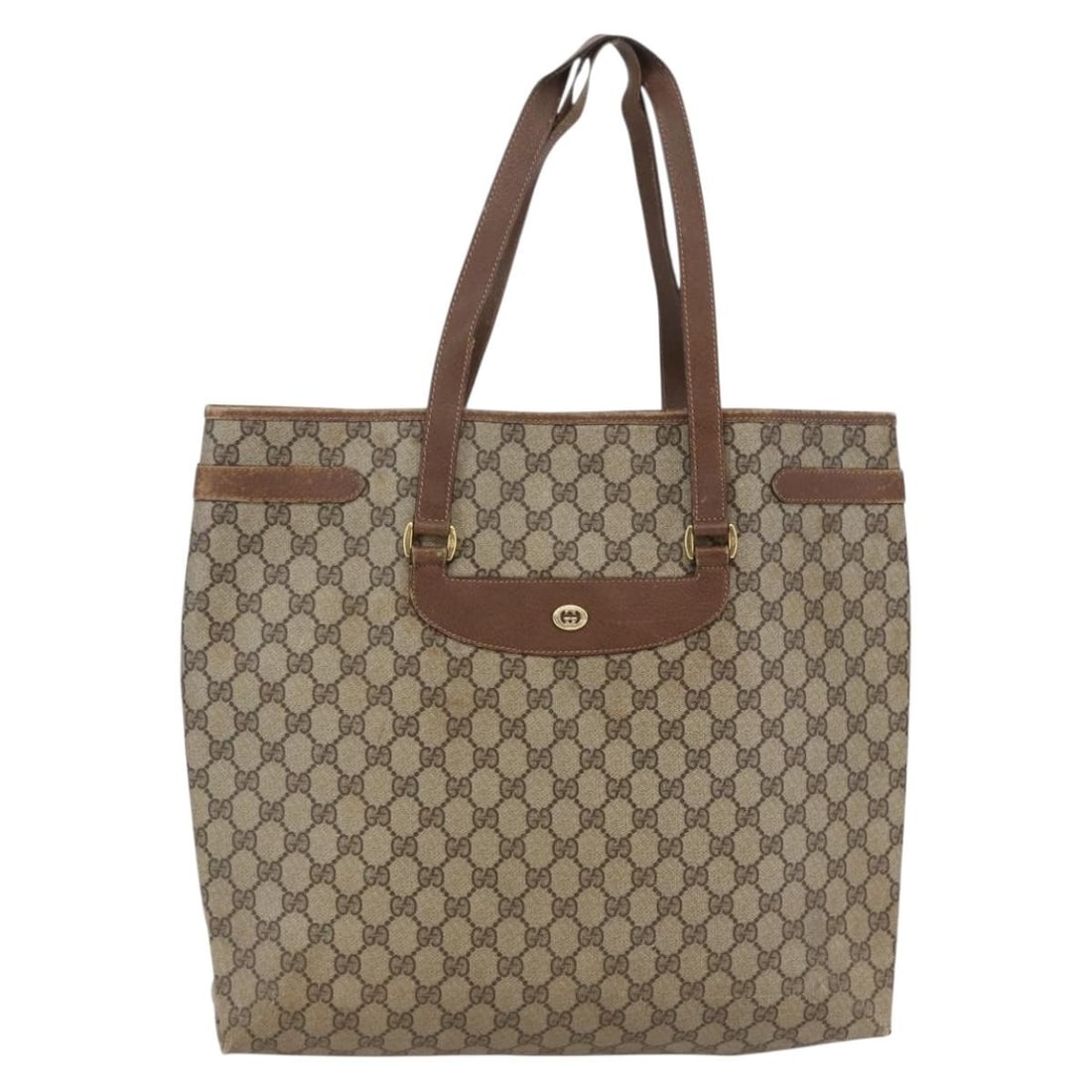 Gucci GG Supreme Tote Bag Beige Brown PVC Leather 39 02 061 Auth: Gucci GG Supreme Tote Bag Beige Brown PVC Leather 39 02 061 Auth Elevate your style with this authentic GUCCI GG Supreme Tote Bag, meticulously crafted in Italy. This chic tote features a blend of PVC